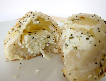 Bagel bomb cut in half